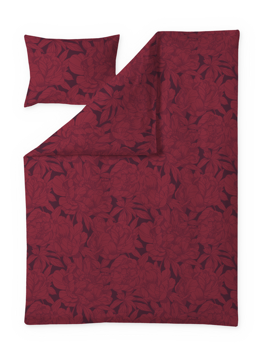 60714-5501-03-06; Finlayson Pioni Satiinipussilakanasetti Tummanpunainen / 150x210 + 50x60 cm 