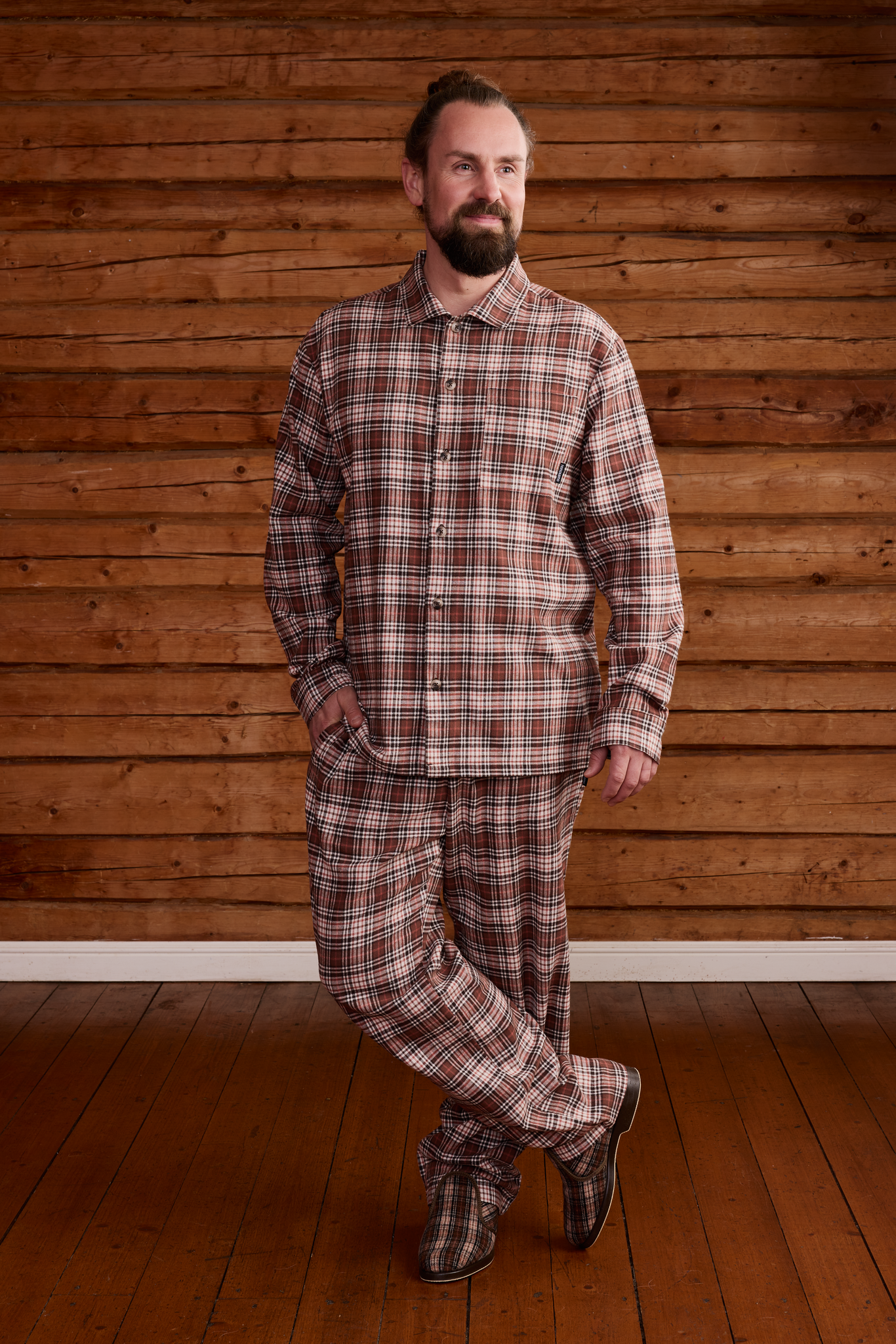 22751435001_2; Finlayson Reino Flanellipyjama Ruskea / M 