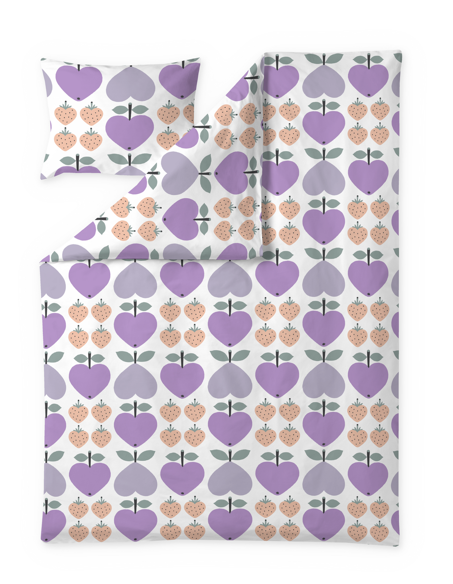 60653-5430-02-06; Finlayson Sydänhedelmät Pussilakanasetti Liila / Vaaleanpunainen / 150x210 + 50x60 cm 