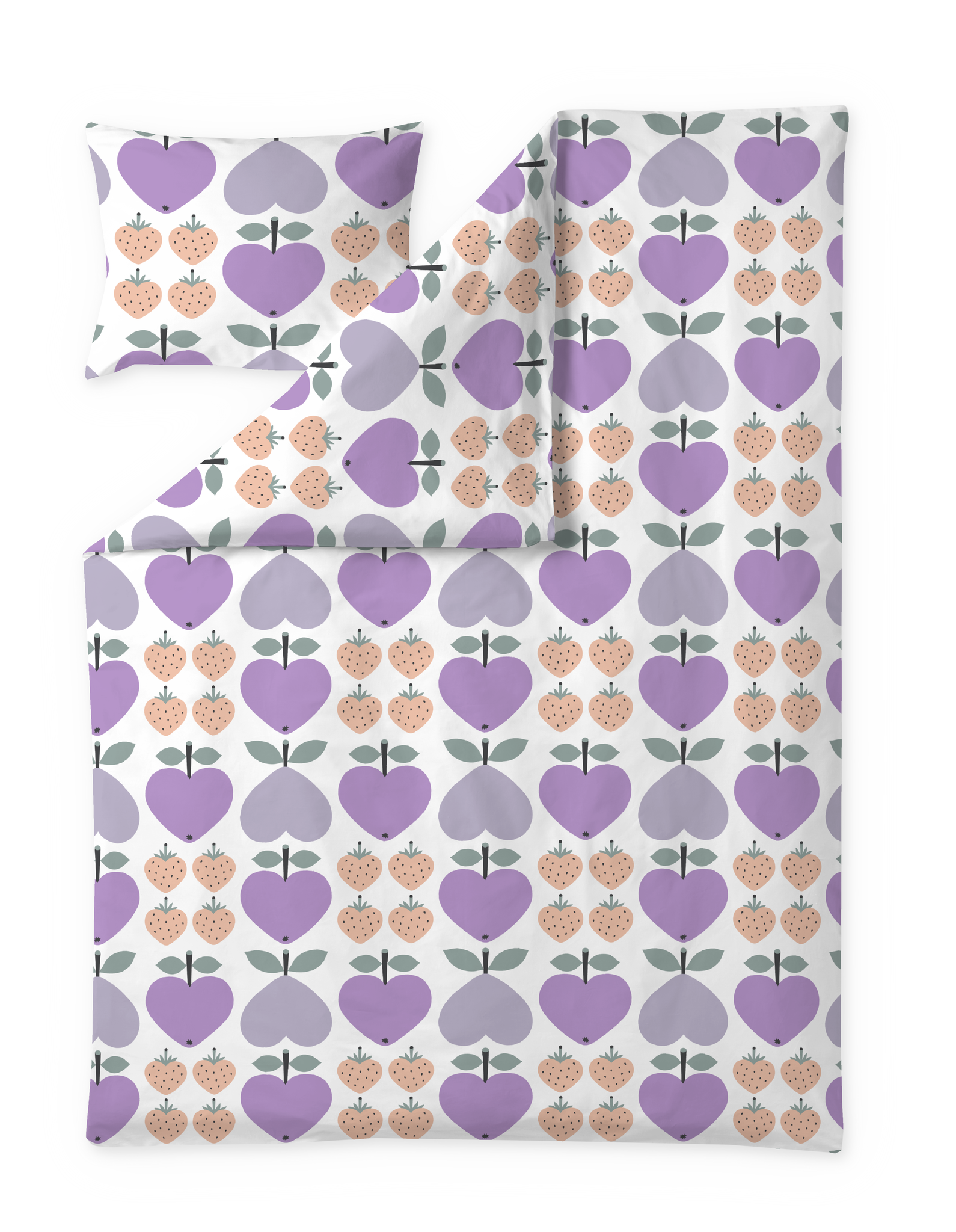 60653-5430-02-06; Finlayson Sydänhedelmät Pussilakanasetti Liila / Vaaleanpunainen / 150x210 + 50x60 cm 