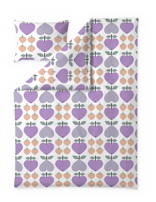 60653-5430-02-06; Finlayson Sydänhedelmät Pussilakanasetti Liila / Vaaleanpunainen / 150x210 + 50x60 cm 