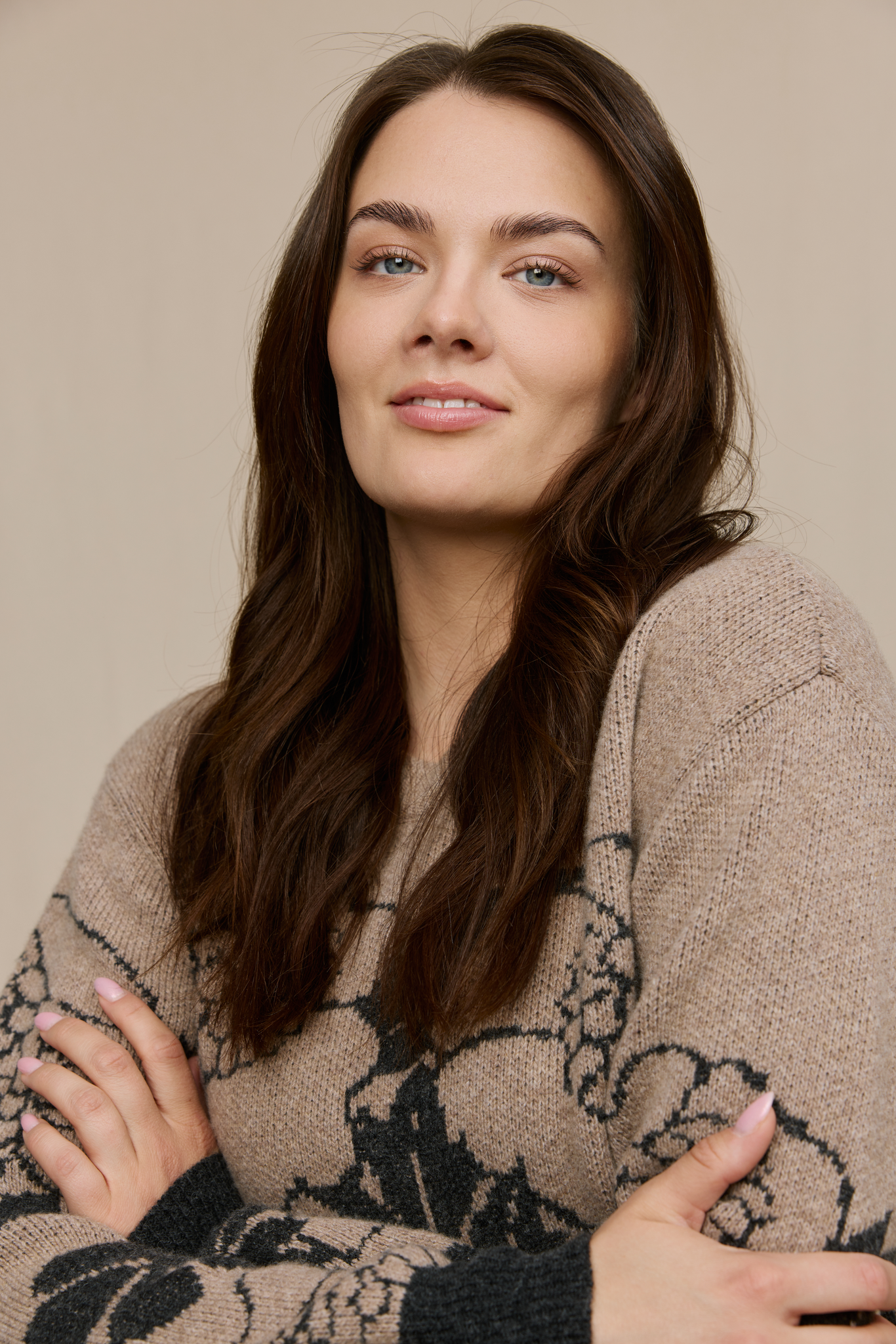 FW51006-198-S_1; Finlayson Annukka Neule Beige / Harmaa / S 