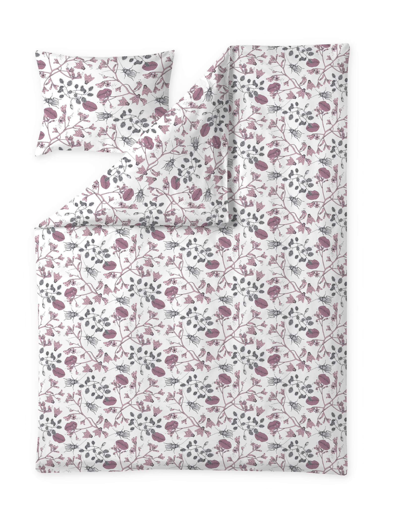 60653-4963-02-06; Finlayson Suukko Pussilakanasetti Harmaa / Roosa / 150x210 + 50x60 cm 