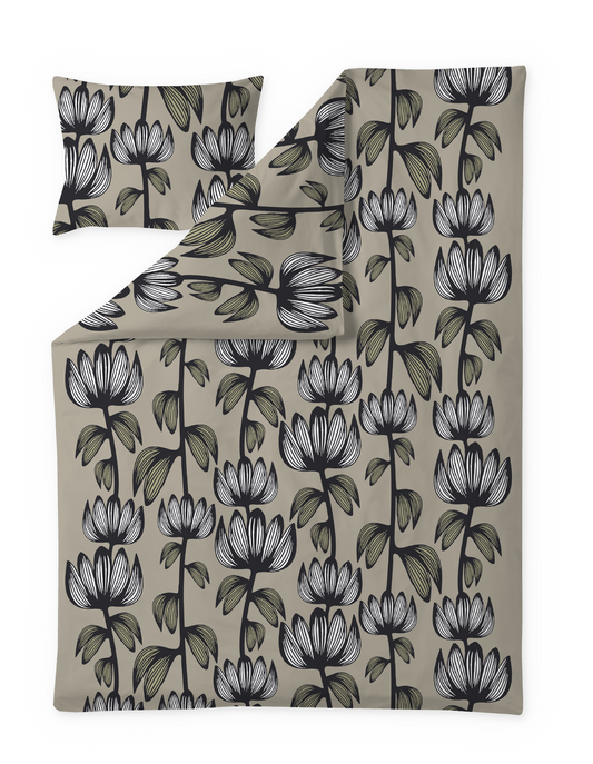 60712-4908-15-06; Finlayson Alma Satiinipussilakanasetti Beige / Vihreä / 150x210 + 50x60 cm 