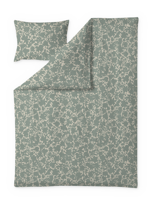 60712-5488-01-06; Finlayson Katveessa Satiinipussilakanasetti Salvianvihreä / Beige / 150x210 + 50x60 cm 