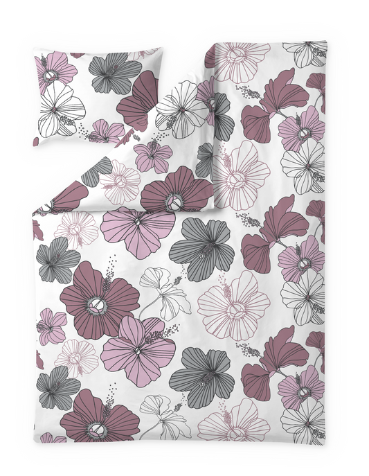 60653-4474-12-06; Finlayson Lei Pussilakanasetti Malva / Harmaa / 150x210 + 50x60 cm 