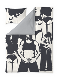 60720-5530-01-06; Finlayson ALMA The Love rave Pussilakanasetti Mustavalkoinen / 150x210 + 50x60 cm 