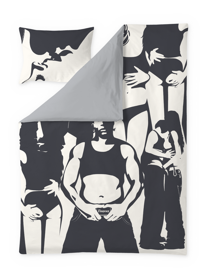 60720-5530-01-06; Finlayson ALMA The Love rave Pussilakanasetti Mustavalkoinen / 150x210 + 50x60 cm 