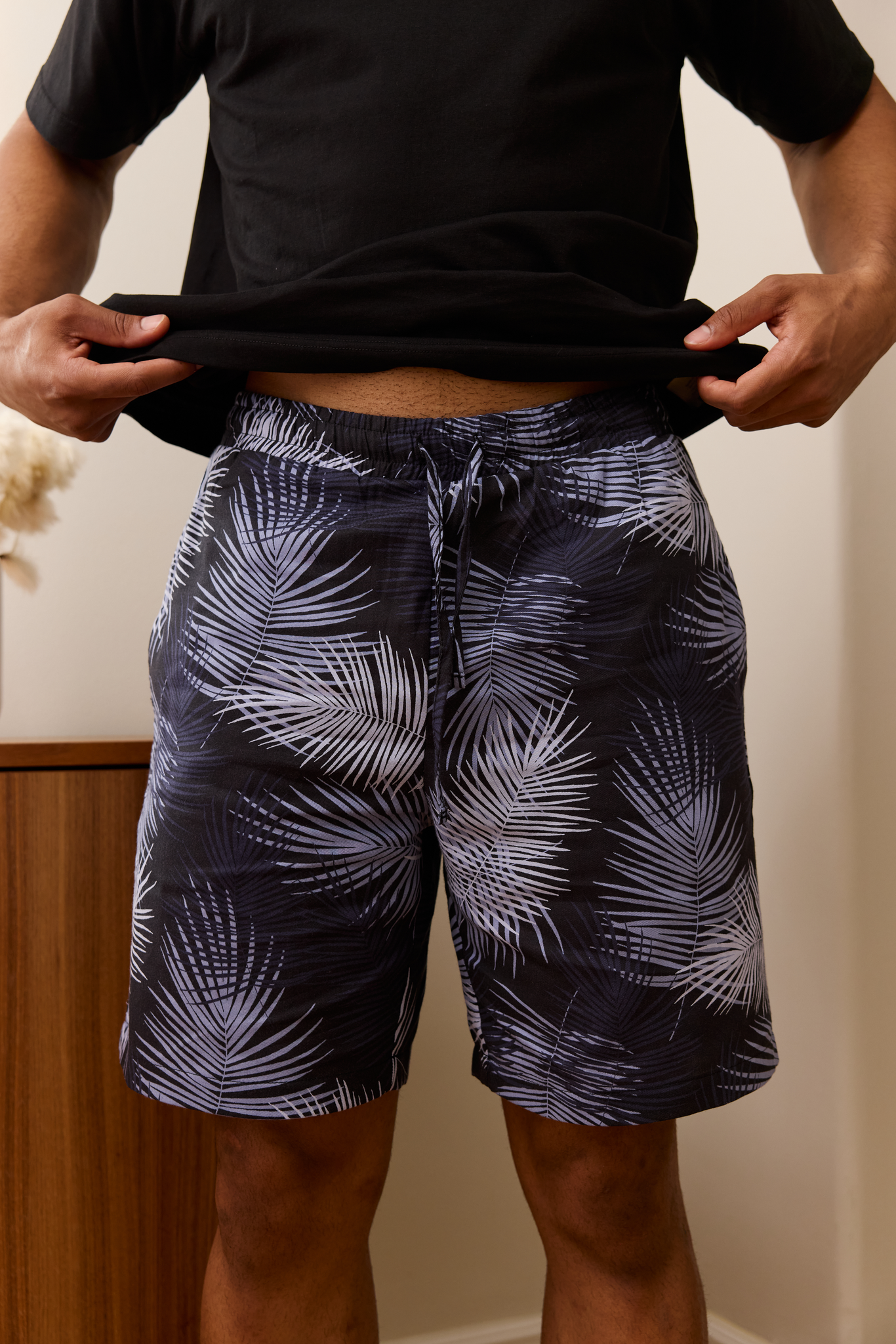 FM10002-961-S_2; Finlayson Palma Shortsipyjama Musta / Sininen / S 