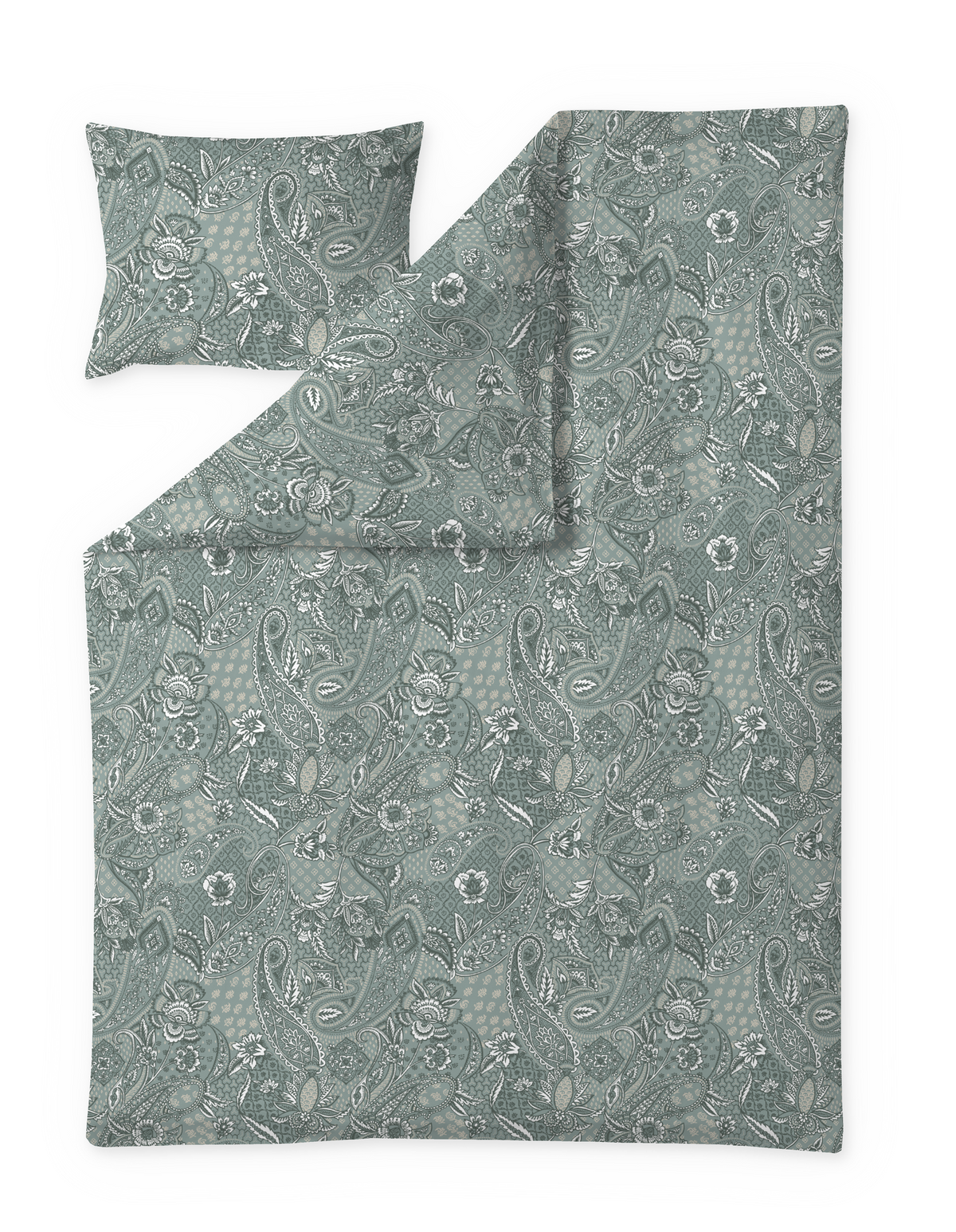 60712-6719-07-06; Finlayson Kashmir Satiinipussilakanasetti Sinivihreä / 150x210 + 50x60 cm 