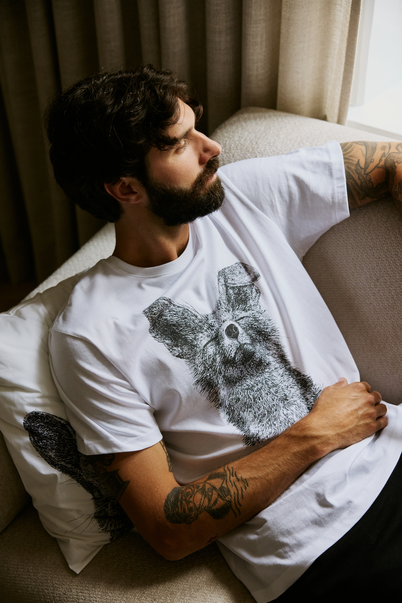 FM10004-991-L_6; Finlayson Kettu Pyjama Mustavalkoinen / L 