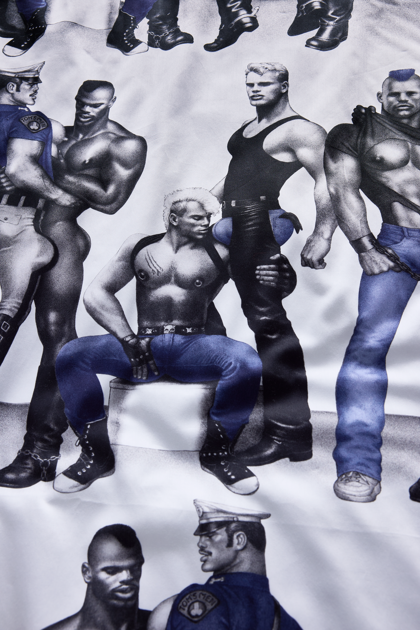 60157-4924-01-10_1; Finlayson Tom of Finland Blue Squad Satiinityynyliina Musta / Sininen / 50x60 cm 
