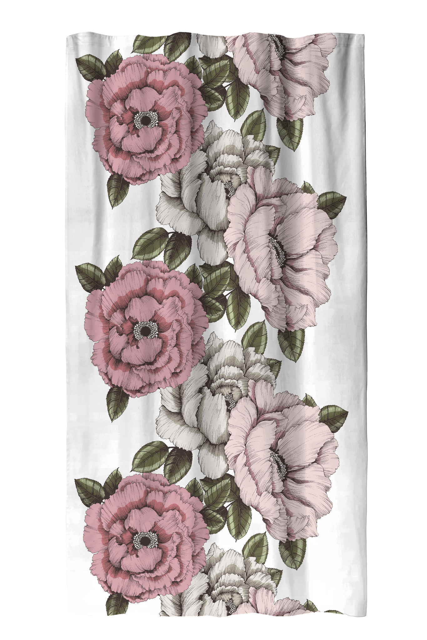 CT002457-4271; Finlayson Vallila Alma verho Vaaleanpunainen / Vihreä / 140x250 cm 