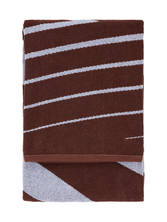 70570-4424-02-06; Finlayson Korret Kylpypyyhe Ruskea / Vaaleansininen / 90x180 cm 