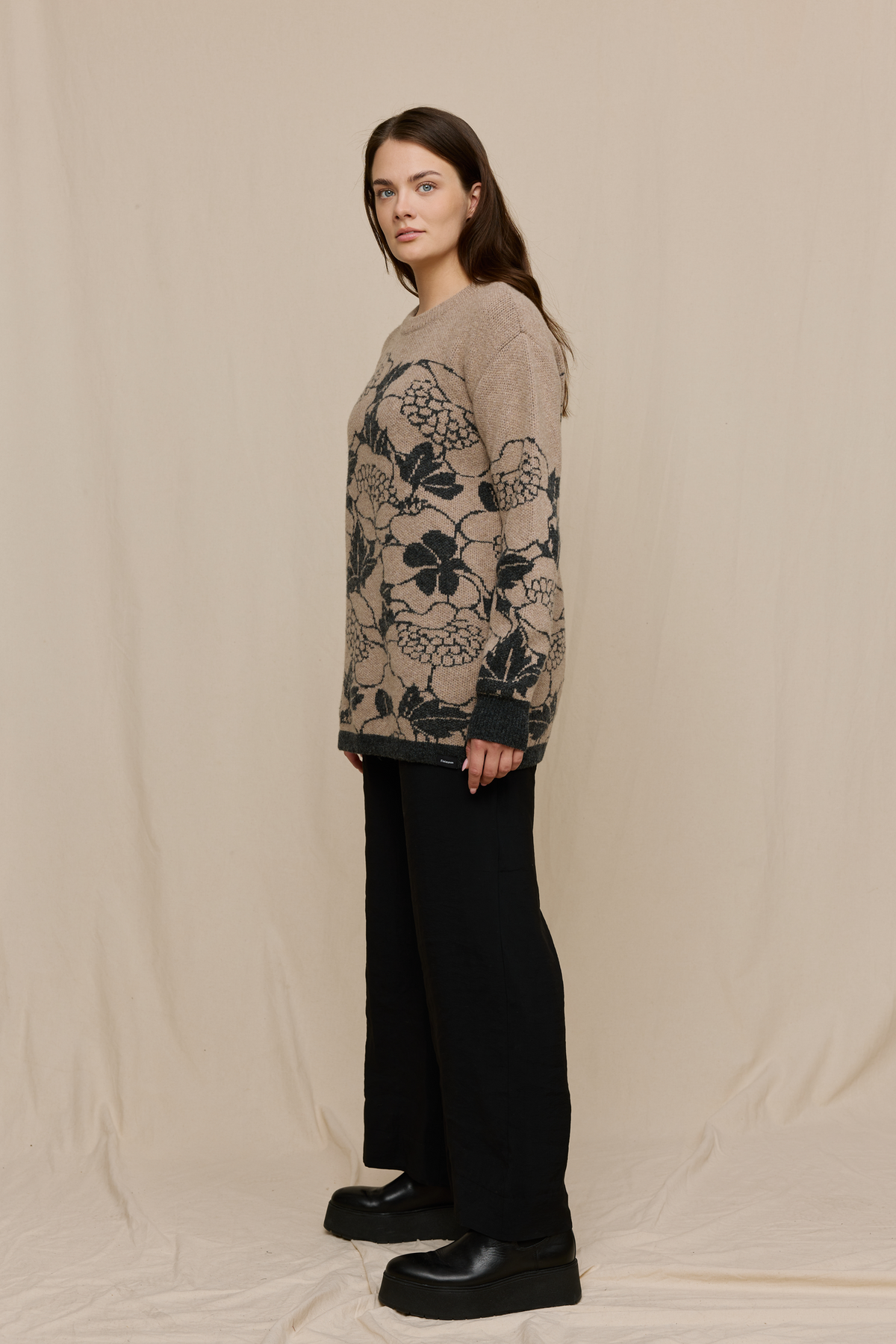 FW51006-198-XL_5; Finlayson Annukka Neule Beige / Harmaa / XL 