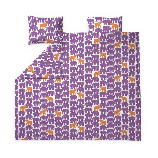 60682-5415-01-05; Finlayson FI Elefantti vapaa pussilakanasetti Violetti / 240x210 + 50x60 cm