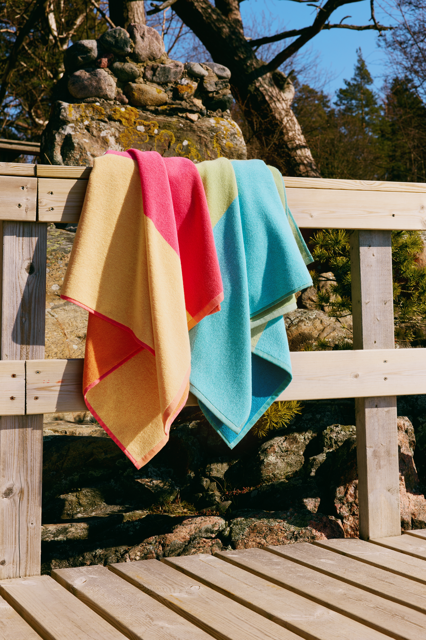 70554-1404-05-06_4; Finlayson Kiia Kylpypyyhe Keltainen / Pinkki / 70x140 cm 