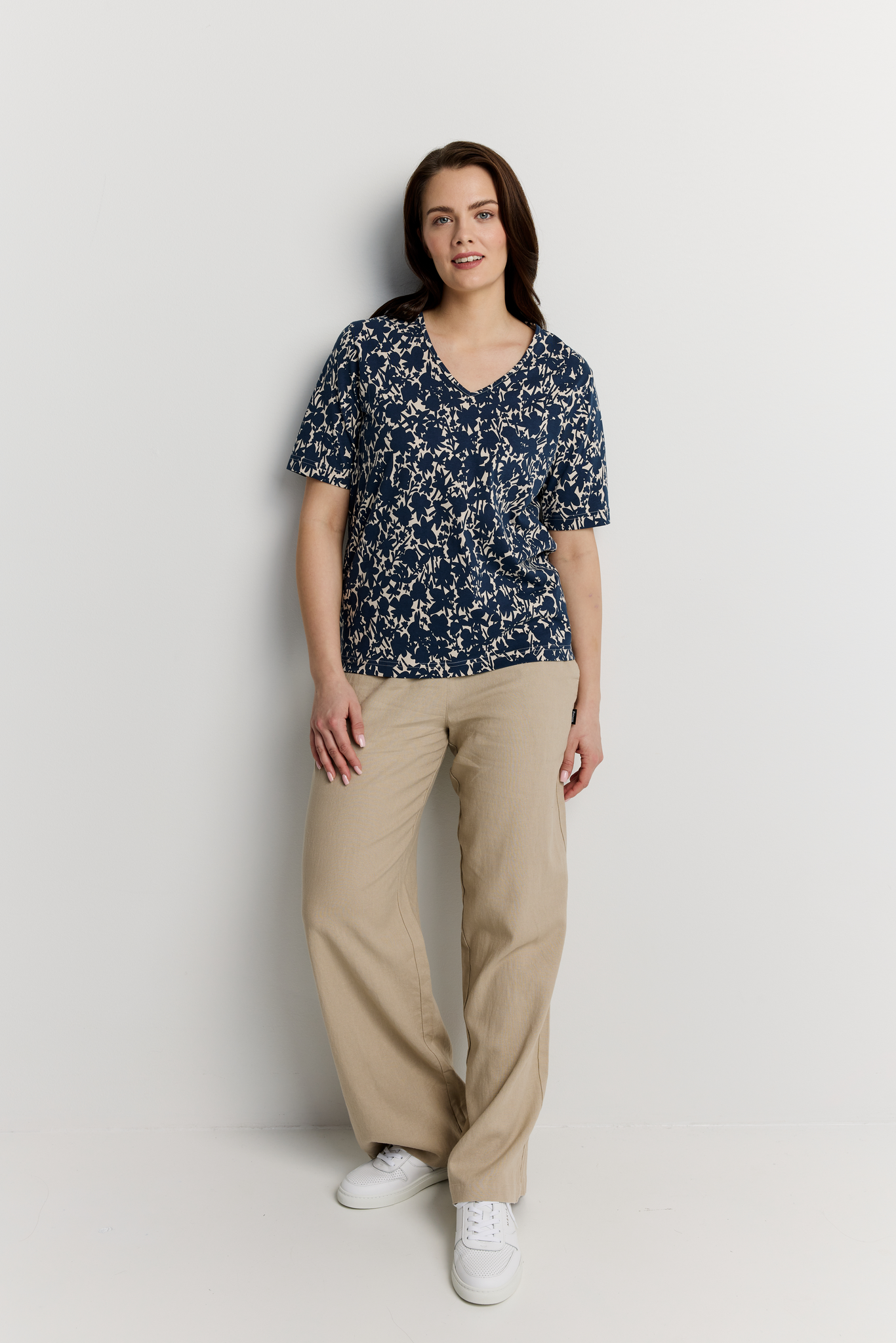 22784446004_2; Finlayson KATVEESSA T-Paita Tummansininen / Luonnonvalkoinen / XL 